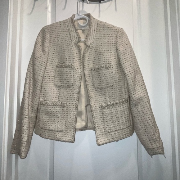 J. Crew Jackets & Blazers - J.Crew Metallic Tweed Lady Jacket with Front Pockets in Cream